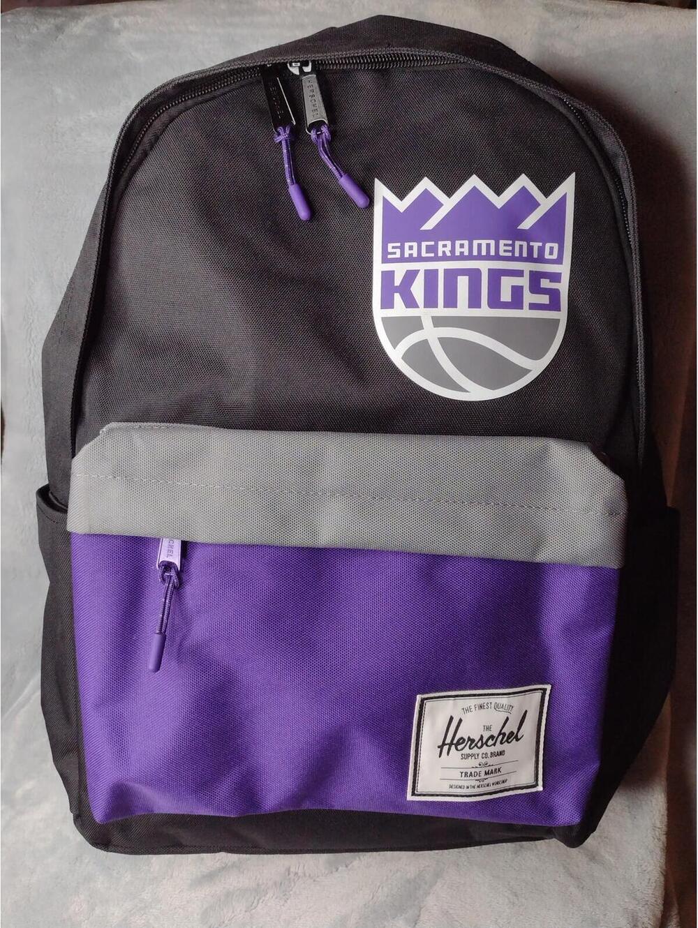 NWT The Herschel Supply Co Black/Purple/NBA Sacramento Kings Backpack Size XL